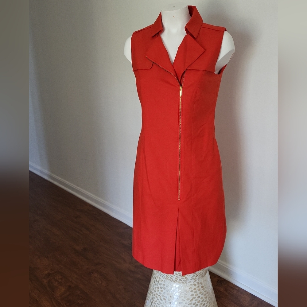 Classiques Entier Red Zip-Front Sleeveless Dress